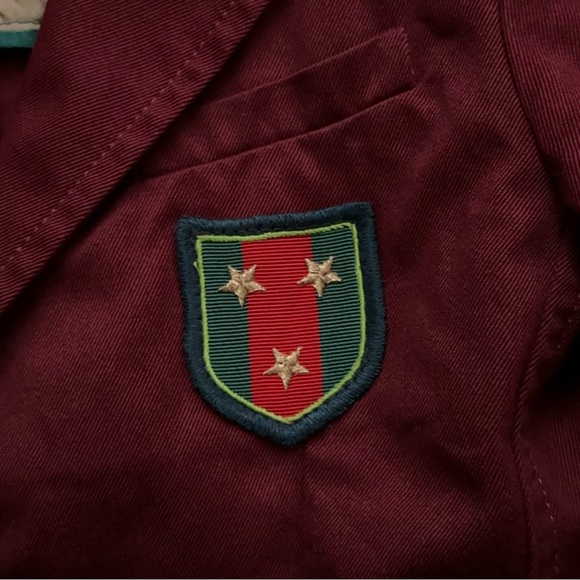 Gucci Formal Blazer Jacket Sports Coat Crest Logo Italy Burgundy Boys Size 4 - Picture 5 of 10